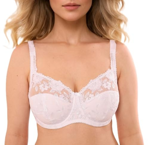 Gemm Plus Size Full Coverage Firm Hold Non Padded Underwired Full Cup Bra White