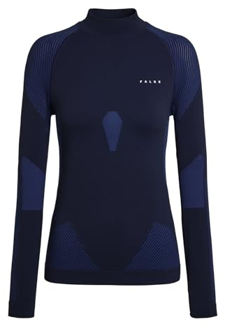 FALKE Women's Warm Turtleneck W L/s Sh Functional Yarn Quick Dry Base Layer Top 1 Piece, Blue Space 6116, M