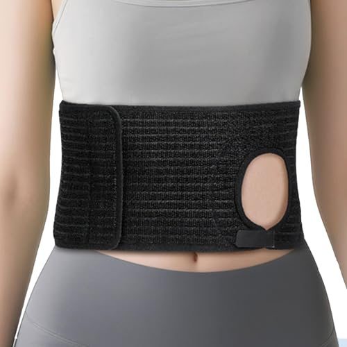 Justerbart Stomiband, Stomiband med Hål för Postoperativ Vård Efter Stomi- Eller Ileostomikirurgi, Buken, Ger Osynligt Stöd för Män och Kvinnor, Svart(M)