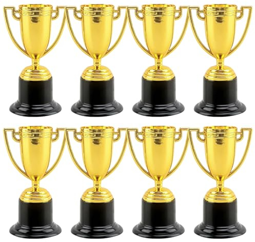 PacuM 8 Pezzi Mini Coppa Trofeo 9,5 x 6 cm Piccolo Trofei con Manico Coppa Fantacalcio Design Classico Coppe per Bambini per Articoli da Cerimonia Premi Oggetti da Collezione Commemorativi (Oro)