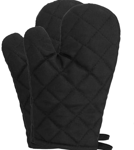 2 Stück Topflappen Handschuh, Hitzebestaendig Ofenhandschuhe Backofen, Topfhandschuhe Hitzebeständiges Kochhandschuh Set für Kochen, Backen und Grillen