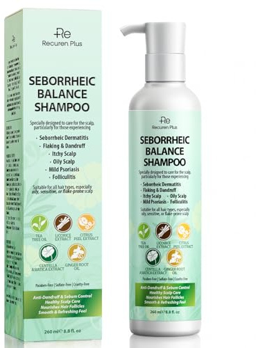 Seborrheic Dermatitis Folliculitis Acne Shampoo: Psoriasis Treatment & Scalp Anti-Dandruff Shampoo, Dry Scalp & Flake Control — Sulfate-Free, Nourishing