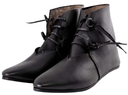 Générique Bottines Médiévales pour Homme à Enfiler Style Médiéval à Lacets, Chaussures Décontractées Talon Bas, Bottes de Cosplay Médiévales Renaissance Unisex pour Le Quotidien