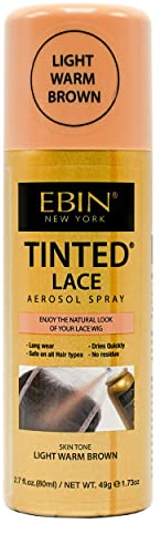 EBIN NEW YORK Teinté Lace Spray Marron clair Chaud | Séchage rapide, résistant à l'eau et à haute pigmentation | Pulvérisation uniforme, sans résidus et finition naturelle | 80 ml