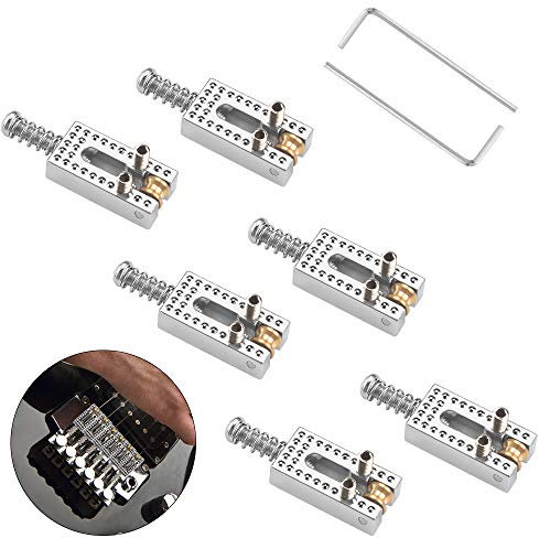 Tremolo Sattel 6 Stücke Bridge Saitenhalter E-Gitarre Ersatzteile mit 2 Schrauben, E-Gitarren Saitenreiter Tremolo Brück Sättel attel mit Roller E-Gitarre Bridge Saitenhalter für Ersatzteile