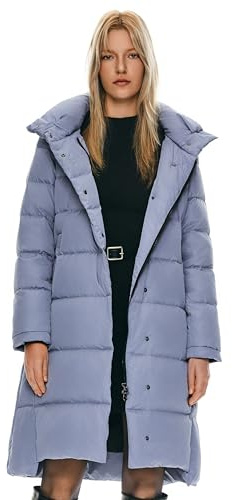Orolay Veste D'hiver Manteau à Capuche pour Femme en Duvet Garde au Chaud et à la Mode Bleu XL