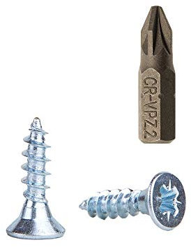 Confezione da 1500 viti per legno in acciaio zincato, 4,0 x 16 mm, viti Pozi-Drive, elementi di fissaggio, a testa svasata, truciolare (1500)