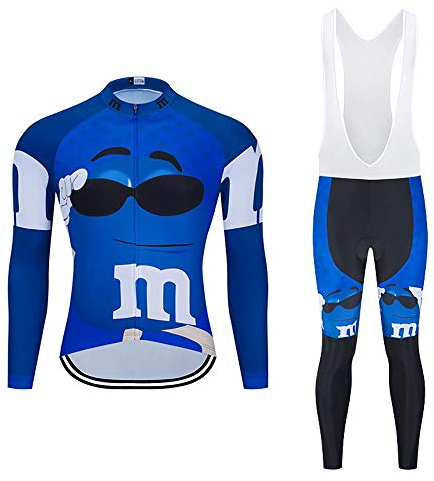 Moxilyn Maillot de Cyclisme + Pantalon Homme Manche Longue Tenue Cycliste Rembourrage Équipement Ensemble pour Velo VTT de Sport Respirant Confortable