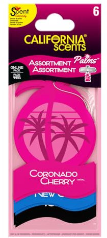 California Scents Auto Duftbäume, Auto-Lufterfrischer – Lang anhaltender Auto Duft für frischen Raumduft, Ice, Coronado Cherry and Newport New Car Duft, 6er-Set