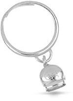 Donipreziosi Anello regolabile con Campanella Capri in Argento Bianco 925% Made in Italy - Anello con Pendente campana (Sottile)