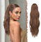FESHFEN Coleta Postiza Larga con Pinza, Ondulada Cola de Caballo Extensión 50 cm Clip de Garra en Extensión Ondulado Extensiones de Cabello Sintética para Mujeres Castaño Claro