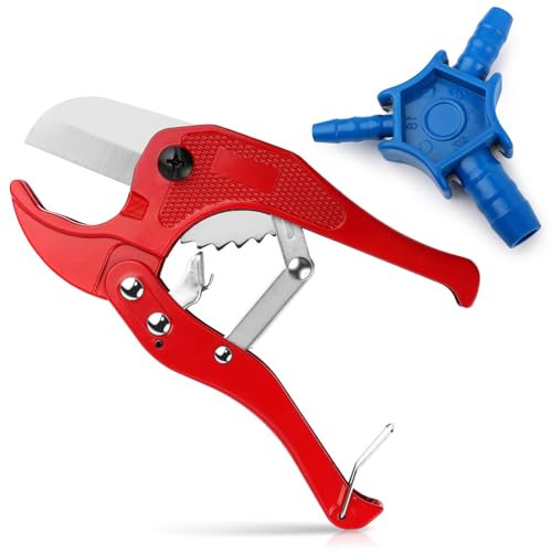 TNOMSNO Cortador de Tubos Tipo Trinquete, 42MM Cortador de PVC Tubos Cortador Tijeras para Cortar Tubos Multicapa para Cortar Tubos de Plástico PVC PPR (Calibradores 16, 20, 26MM)