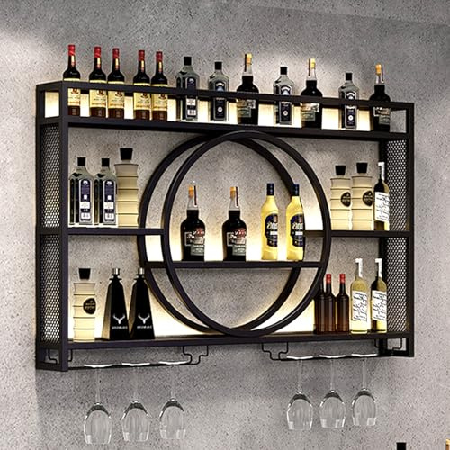 Generisch Modernes Weinregal Wand aus Metall, Bar Regal mit Glasregal, Wandmontage Wine Display-Ständer, Wand Flaschenregal für Bar-Einheiten, Restaurants und Zuhause