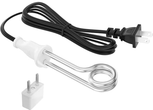 Immersion Water Heater 300W 120/240V Portable Immersion Water Heater Element, Instant Immersion Cup Mug Heater Fit Camping Traveling Coffee/Tea/Soup Electric Water Portable Reheate