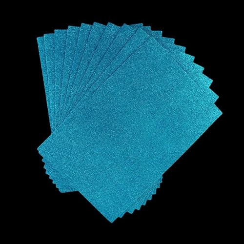 10 hojas de espuma con purpurina azul, hojas de espuma EVA A4, hojas de espuma para manualidades, papel de cartulina con purpurina, hojas de espuma brillante A4 para bricolaje