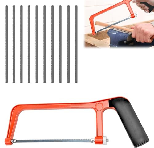 11PCS Professional Metal Hack Saw With 10 Exchangeable Blades - Adjustable Angle Heavy Duty for Cutting Plastic, PVC Pipe, Tile