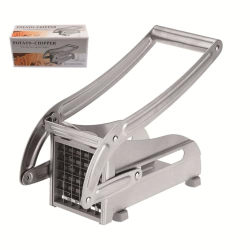 Taglierina manuale per patatine fritte con lame affilate in acciaio inox, taglio fritto dotato di base di aspirazione sicura, taglio fritto in acciaio inox