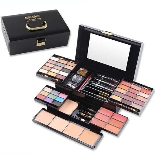 Hoorayeah Maquillaje Mujer - Maletin Maquillaje Para Mujeres - Set Maquillaje Mujer Incluye Paleta De Sombras De Ojos Barra De Labios Colorete Corrector Polvos Faciales Delineador De Ojos Mascara