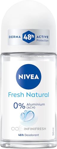 NIVEA Fresh Natural Deo Roll-On, Deoroller ohne Aluminium mit frischem Duft, Deodorant mit Meeresextrakten ohne Ethylalkohol für 48h Schutz (50 ml)