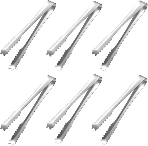 Redamancy Ice Tongs - 6 Pcs Stainless Steel Sweet Tongs for Candy, Sugar, Ice, and Food - Perfect for Pick and Mix, Desserts, Bread, Cake, and Party Serving