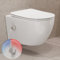 HOROW WC con ugello integrato, WC sospeso senza bordi, WC con funzione bidet, WC con rivestimento nano, doccia con rubinetto, sedile WC con abbassamento automatico, acqua fredda e calda, 53,5 x 36 x