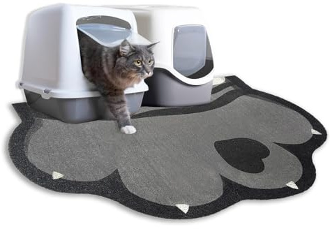 Alfombrilla de arena para gatos, 40 x 60 cm, alfombrilla antideslizante para bandeja de arena y cuenco de comida para mascotas, bonita alfombrilla para caja de arena para animales pequeños, fácil de