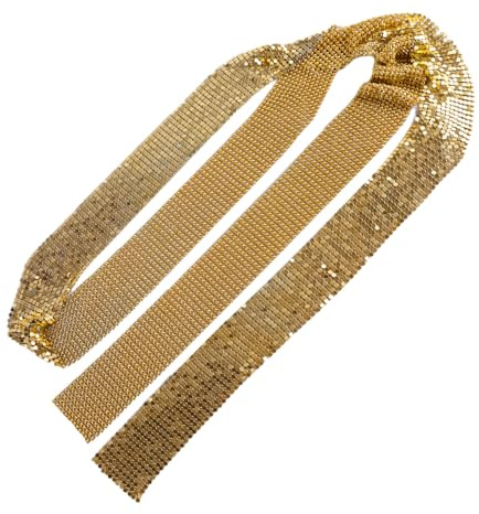 Hoite Bufanda Brillante Con Lentejuelas De Metal Dorado, Pañuelo Largo Y Delgado De Moda, Accesorio De Disfraz Para Niñas, Fiestas, Discotecas.