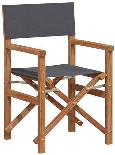 Gecheer Folding Director's Chair Grey 56 x 54 x 87 cm Solid Teak Wood Folding chair Model42008018