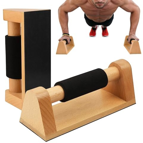 Barras de Flexión de Madera – Mangos de Flexión Antideslizantes de 515 Gramos, Equipos de Ejercicios, Madera portátil | hombres atleta amante de los deportes gimnasio en casa viajes entrenamiento entr