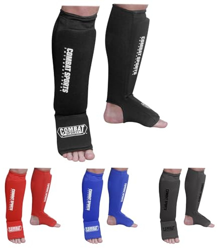 Combat Sports Shin & Instep Padded Guards, Elastic, Impact-Absorbing Shin Guards with Snug Support, Ideal for MMA, Muay Thai, and Martial Arts, Washable MMA Gear for Men and Women, Black, Large