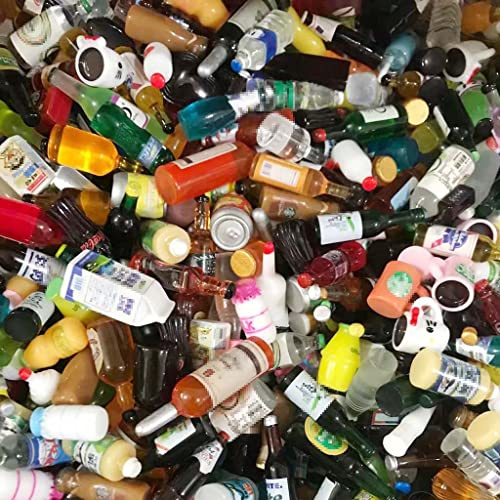 Juland 40 mini botellas de vino de resina en miniatura, para decoración de comedores, zumo, vajilla, botellas, casa de muñecas, bebidas, funda para teléfono móvil, uñas artísticas patrón aleatorio CH4
