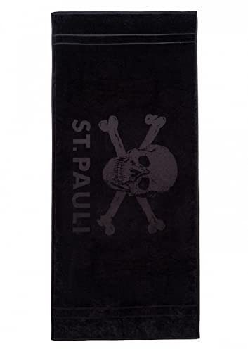 FC St. Pauli Totenkopf Bio Badehandtuch Badetuch (70 x 150 cm, schwarz)