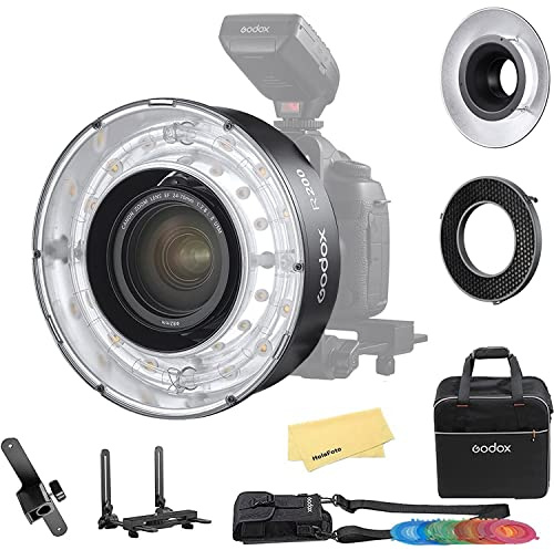 Godox R200 Macro Ring - Cabezal de flash de 5800 ± 200 K 200 W para Godox AD200Pro II AD200 AD200 Pro para disparar retratos, boda con bolsa de transporte/reflector/rejilla de panal para reflector/kit