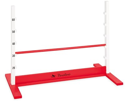 PINOLINO Hindernishürde Hoppe, Weiß/Rot, 1 Stück, Koordinationstraining – Ideal für Steckenpferd-Reiten, Ab 3 Jahren, Höhenverstellbar