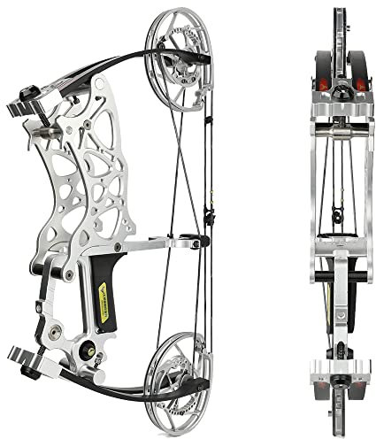 wolfman Bogenschießen Stahlkugel Compoundbogen Set Erwachsene 35–70lbs 320/500 FPS kurzachsigbogen Katapult Stahlkugel Dual-Use Jagdbogen Angel Bogen Pfeil Set (Nur Silber Bogen)