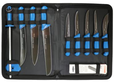 Starrett Professional Knife Set - 11 Pieces Stainless Steel Kitchen Chef Knifes - Blue Handle