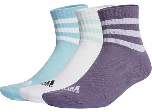 adidas Unisex - Adulto 3-Stripes Cushioned Sportswear Mid-Cut Socks 3 Pairs, shadow violet/light aqua/white/semi flash aqua, 48-51