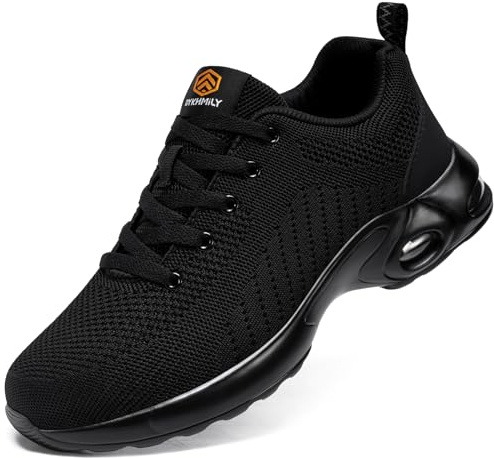 DYKHMILY Chaussures de Securite Femmes Légère Basket de Securite Femme Confort Chaussure de sécurité Femme Coussin d'air Respirant Chaussures de Travail Protection Embout Acier (Noir,37EU)