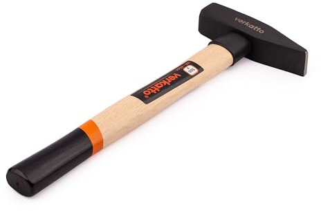 Mivos Martillo de Cerrajero Con Mango de Madera - 500 g, Cabeza Forjada, Mecánico, de Taller e Ingeniería - DIN 1041, HRC: 50-55