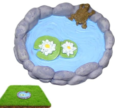 Streysisl Accessoires de jardin miniatures, accessoires de jardin féerique, étang, ornements de bassin d'eau, accessoires de jardin de fées créatifs, réutilisables, mignons en résine pour décoration
