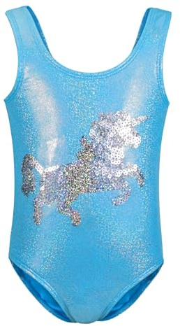 TIZAX Bañador Natación para Niñas Traje de Baño Una Pieza Niñas Bañadores Niña Playa Piscina Unicornio Azul 5 años
