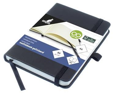 Kangaro Notizbuch A6 schwarz liniert PU HC 96 blatt 80 Gramm