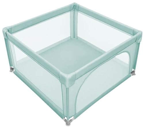 Portátil y Seguro para Niños,Parque Infantil Bebe, Pequeño Parque De Juegos Bebé Para Apartmento, Con Malla Transpirable en Los Cuatro Lados y Ventosas-120 * 120 * 66cm-verde oscuro