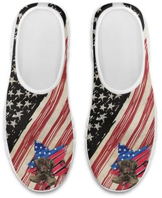 chaqlin Low Up Shoes Laceless USA Flag Breathable Mesh Casual Ballet Flat Nurse Walking Sneakers Slip-On Low Cut Barefoot Wide Toe Comfy Shoe