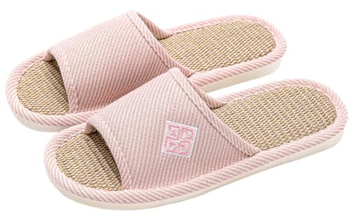 JIJIe Linen Slippers for Women and Men,Anti-Slip Summer Slippers Indoor