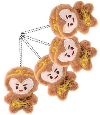 SUPVOX Plush Monkey Keychain Pendants 4pcs Set, Cute Stuffed Animal Keyrings Made of Soft Plush, Backpack Pendants with Charming Monkey Design, for Bag Decoration and DIY Keychains