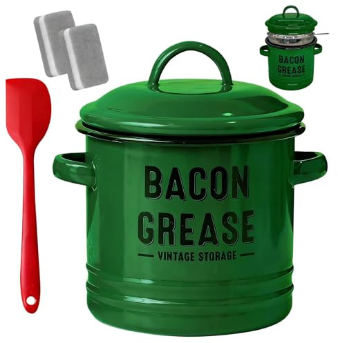 Recipiente para grasa de cocina, lata de de 1200 ml, olla grande de acero inoxidable, frasco de almacenamiento con colador duradero, separador de grasa de cocina para freír, hornear, preparar c