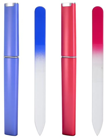 2 stycken glasnagelfil dubbelsidig glasfil för naglar hög kvalitet | Kristallglas nagelfil med fodral manikyr glasfil nagelfil set för naglar kristallnagelfil naglar