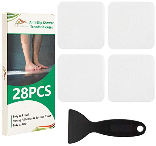 SlipStopper Non Slip Bathtub Stickers 28 PCS Adhesive Anti Slip Shower Stickers for Bath Tub, Bathroom, Stairs with Premium Scraper