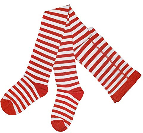Weri Spezials Collant per neonati e bambini per ragazze con righe in diverse varianti di design e colore., bianco-rosso, 86-92
